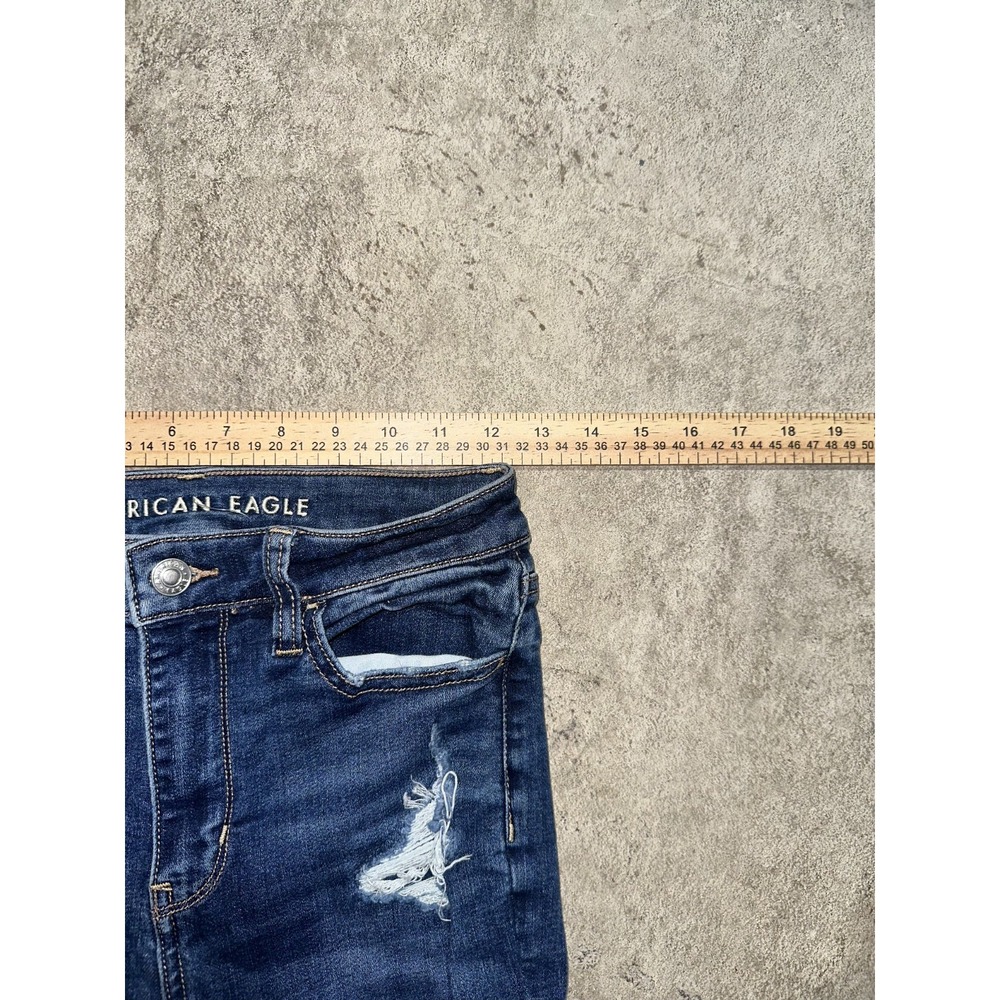 American Eagle Womens Size 0 Low Rise Stretch Distressed Denim‎ Jeggings Blue - Picture 5 of 11